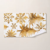 ゴールデンスノーフレークと金ゴールドホリデーツリー バスタオルセット (ハンドタオル)