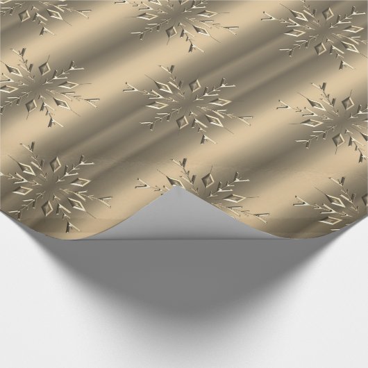 ゴールデンスノーフレークエレガンスクリスマス ラッピングペーパー (角)