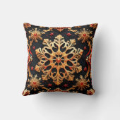 ゴールデンスノーフレークエレガントウィンターホリデーデザイン クッション (裏面)