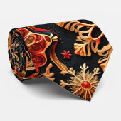 ゴールデンスノーフレークエレガントウィンターホリデーデザイン ネクタイ (ロール)