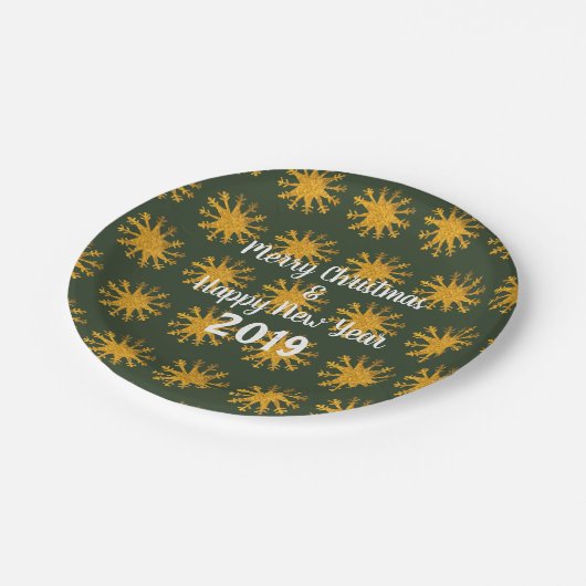 ゴールデンスノーフレークカスタム文字 ペーパープレート (アングル)