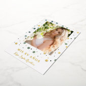 ゴールデンスノーフレークキンセアニラスペインのお洒落 箔招待状 (回転した状態)