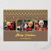 ゴールデンスノーフレーククリスマスフォトフォイルホリデーカード 箔シーズンカード (正面)