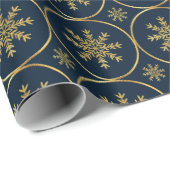 ゴールデンスノーフレーククリスマスプレゼントラッピング紙 ラッピングペーパー (ロールコーナー)