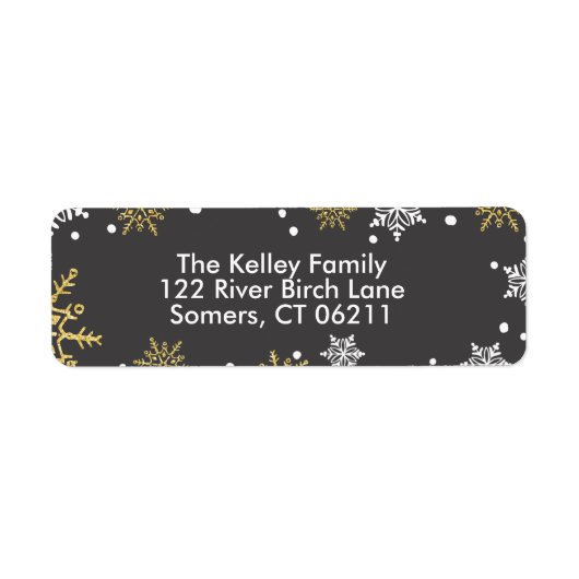 ゴールデンスノーフレークスホリデーアドレス ラベル (正面)