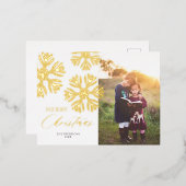 ゴールデンスノーフレークスメリークリスマスフォイルホリデイP 箔シーズンポストカード (正面/裏面)