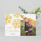 ゴールデンスノーフレークスメリークリスマスフォイルホリデーカ 箔シーズンカード (立ち正面)