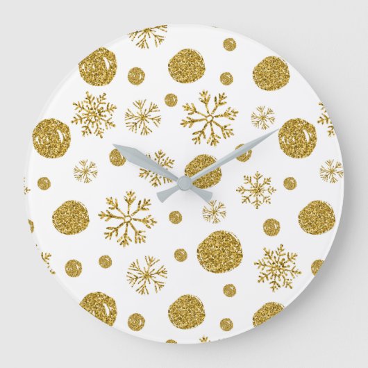 ゴールデンスノーフレークス1 ラージ壁時計 (正面)