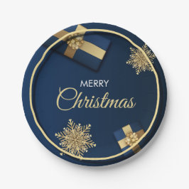 ゴールデンスノーフレークス クリスマスカード メリークリスマス ペーパープレート