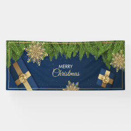 ゴールデンスノーフレークス クリスマスカード メリークリスマス 横断幕