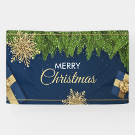 ゴールデンスノーフレークス クリスマスカード メリークリスマス 横断幕