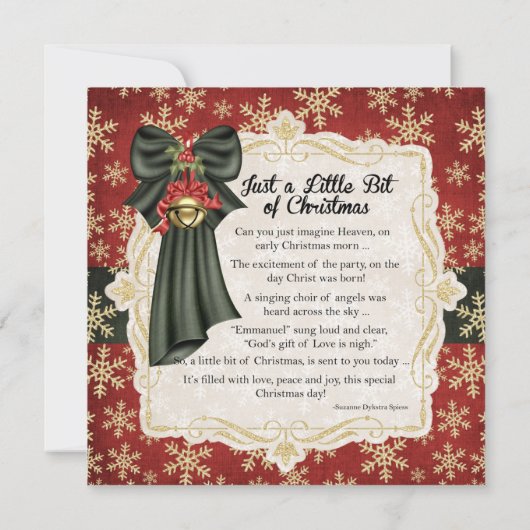 ゴールデンスノーフレークズクリスマスポエムパーティの招待状 招待状 (裏面)