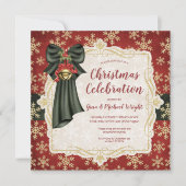 ゴールデンスノーフレークズクリスマスポエムパーティの招待状 招待状 (正面)
