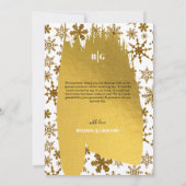 ゴールデンスノーフレークフェスティバル結婚クリスマス サンキューカード (裏面)