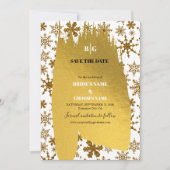 ゴールデンスノーフレークフェスティバル結婚クリスマス セーブザデート (正面)