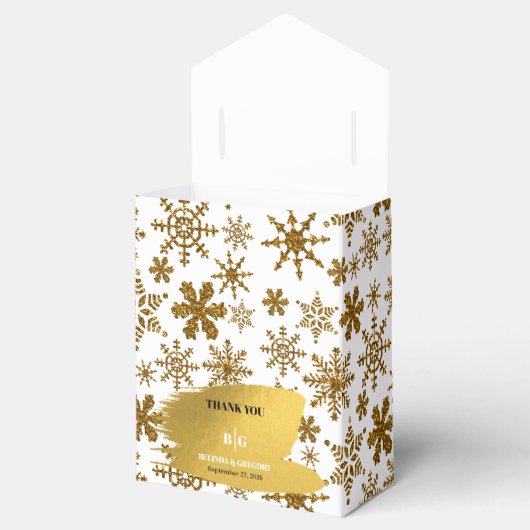 ゴールデンスノーフレークフェスティバル結婚クリスマス フェイバーボックス (オープン)