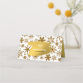 ゴールデンスノーフレークフェスティバル結婚クリスマス プレイスカード (裏面)