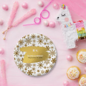 ゴールデンスノーフレークフェスティバル結婚クリスマス ペーパープレート (パーティー)