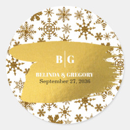 ゴールデンスノーフレークフェスティバル結婚クリスマス ラウンドシール