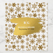 ゴールデンスノーフレークフェスティバル結婚クリスマス ワインラベル (シングルラベル)