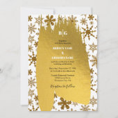 ゴールデンスノーフレークフェスティバル結婚クリスマス 招待状 (正面)