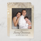 ゴールデンスノーフレークフォトホリデーカード シーズンカード (正面/裏面)