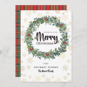 ゴールデンスノーフレークフラットクリスマスカード シーズンカード (正面/裏面)