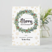 ゴールデンスノーフレークフラットクリスマスカード シーズンカード (スタンド正面)