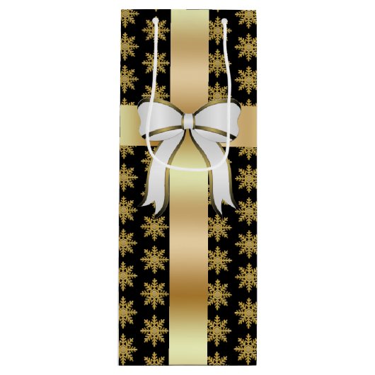 ゴールデンスノーフレークワイン抱き枕 ワインギフトバッグ (正面)