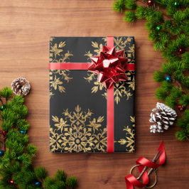 ゴールデンスノーフレーク – クリスマスかわいい ラッピングペーパー