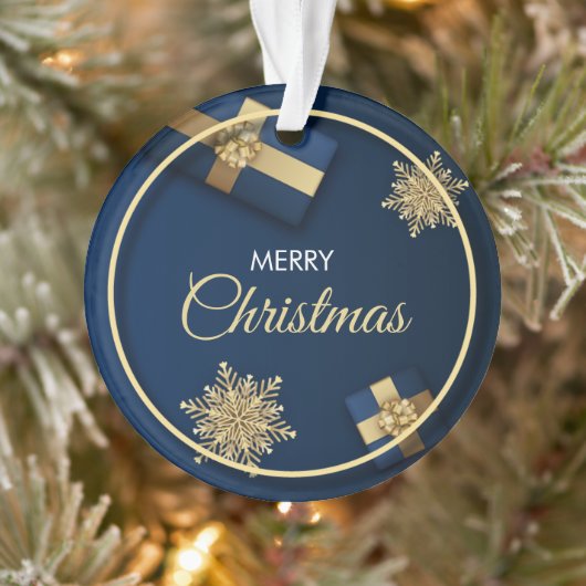 ゴールデンスノーフレーク・クリスマスカード、メリークリスマス オーナメント (ツリー)