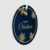 ゴールデンスノーフレーク・クリスマスカード、メリークリスマス オーナメント (正面)