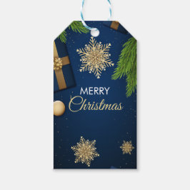 ゴールデンスノーフレーク・クリスマスカード、メリークリスマス ギフトタグ