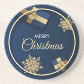 ゴールデンスノーフレーク・クリスマスカード、メリークリスマス コースター (正面)