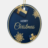 ゴールデンスノーフレーク・クリスマスカード、メリークリスマス セラミックオーナメント (左)