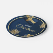 ゴールデンスノーフレーク・クリスマスカード、メリークリスマス ペーパープレート (アングル)