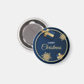 ゴールデンスノーフレーク・クリスマスカード、メリークリスマス マグネット (正面/裏面)