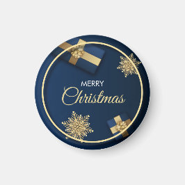 ゴールデンスノーフレーク・クリスマスカード、メリークリスマス マグネット