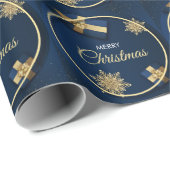 ゴールデンスノーフレーク・クリスマスカード、メリークリスマス ラッピングペーパー (ロールコーナー)