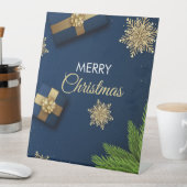 ゴールデンスノーフレーク・クリスマスカード、メリークリスマス 台座サイン (インサイチュ)