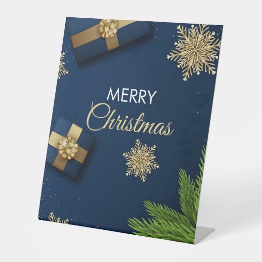 ゴールデンスノーフレーク・クリスマスカード、メリークリスマス 台座サイン (正面)