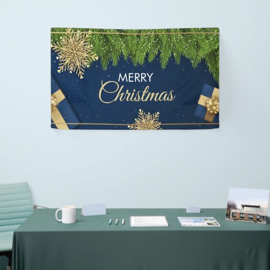 ゴールデンスノーフレーク・クリスマスカード、メリークリスマス 横断幕 (トレードショー)