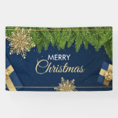 ゴールデンスノーフレーク・クリスマスカード、メリークリスマス 横断幕 (横)