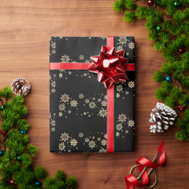 ゴールデンスノーフレーク - クリスマス かわいい ラッピングペーパー