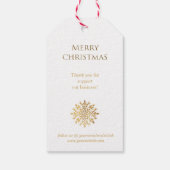 ゴールデンスノーフレーク、会社の金ゴールドクリスマス ギフトタグ (裏面)