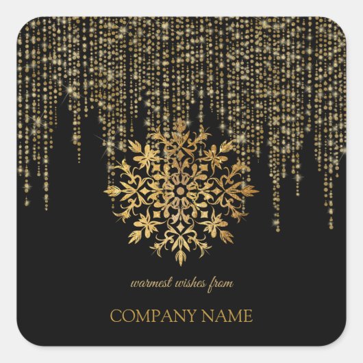 ゴールデンスノーフレーク、会社の金ゴールドクリスマス スクエアシール (正面)