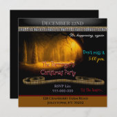 ゴールデンスノーホリデークリスマスパーティの招待状 招待状 (正面/裏面)