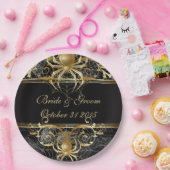 ゴールデンスパイダーハロウィーンまたはウェディングパーティーのプレート ペーパープレート (パーティー)