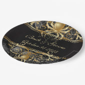 ゴールデンスパイダーハロウィーンまたはウェディングパーティーのプレート ペーパープレート (アングル)