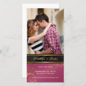 ゴールデンスパイラルつる植物シックエレガントピンククラスフォト セーブザデート (正面/裏面)